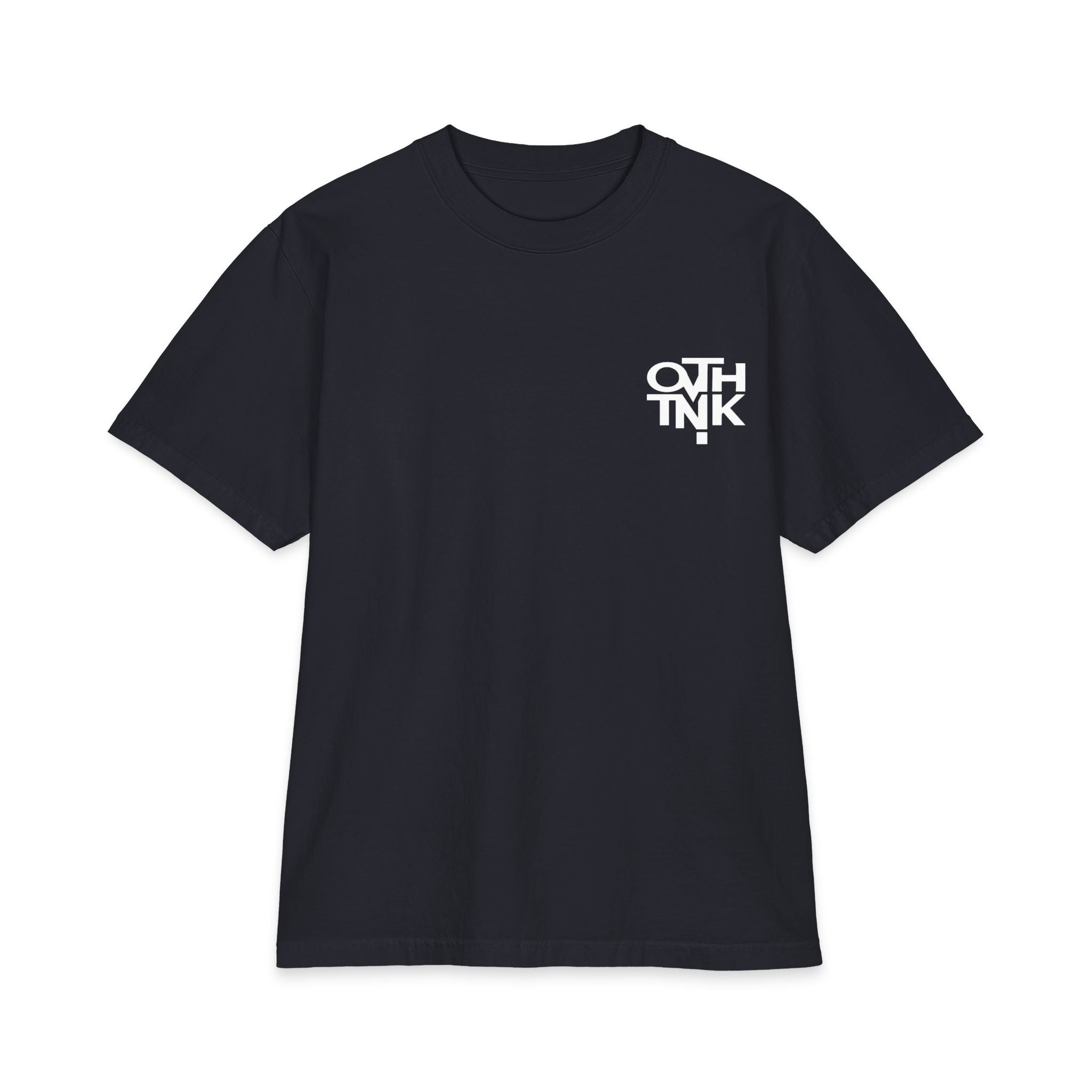 Overthinker Graphic Tee — Minimal Black Logo Short Sleeve Shirt