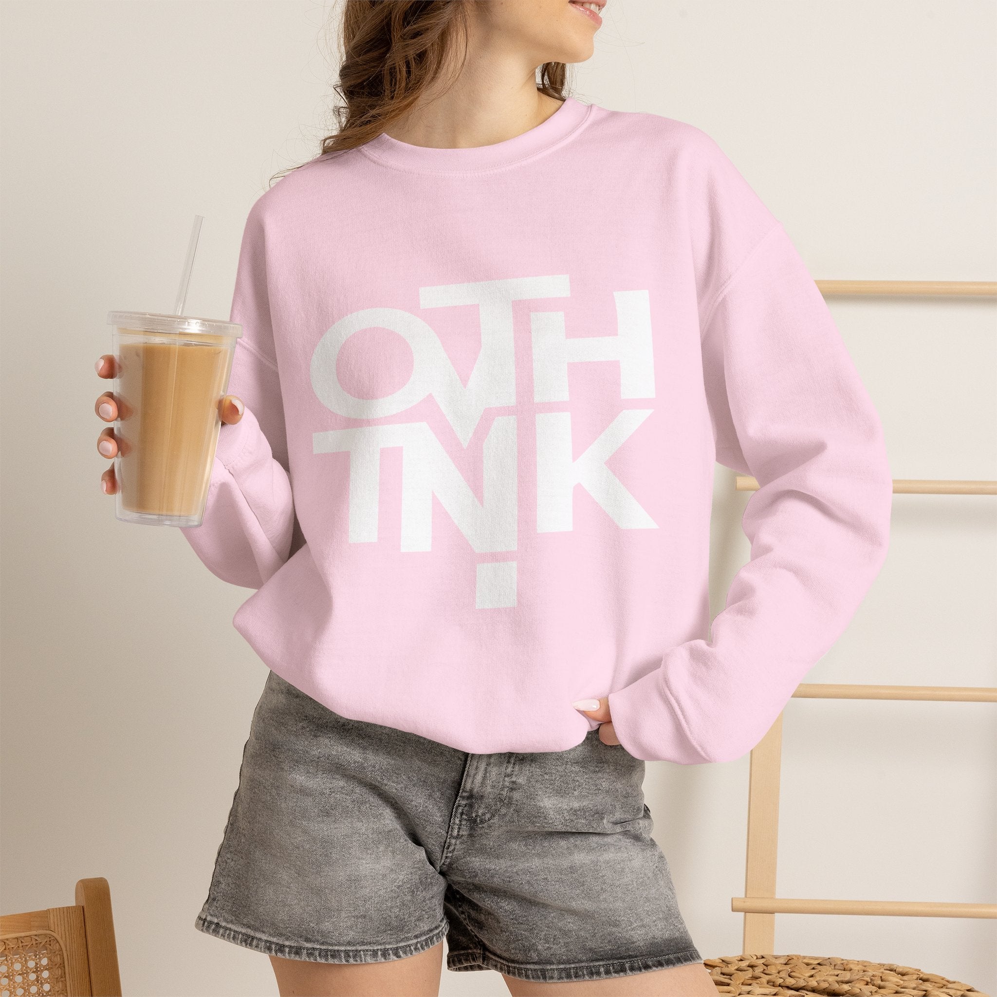 Crewneck Sweatshirt — Bold 'OTHINK' Minimalist Logo Pullover
