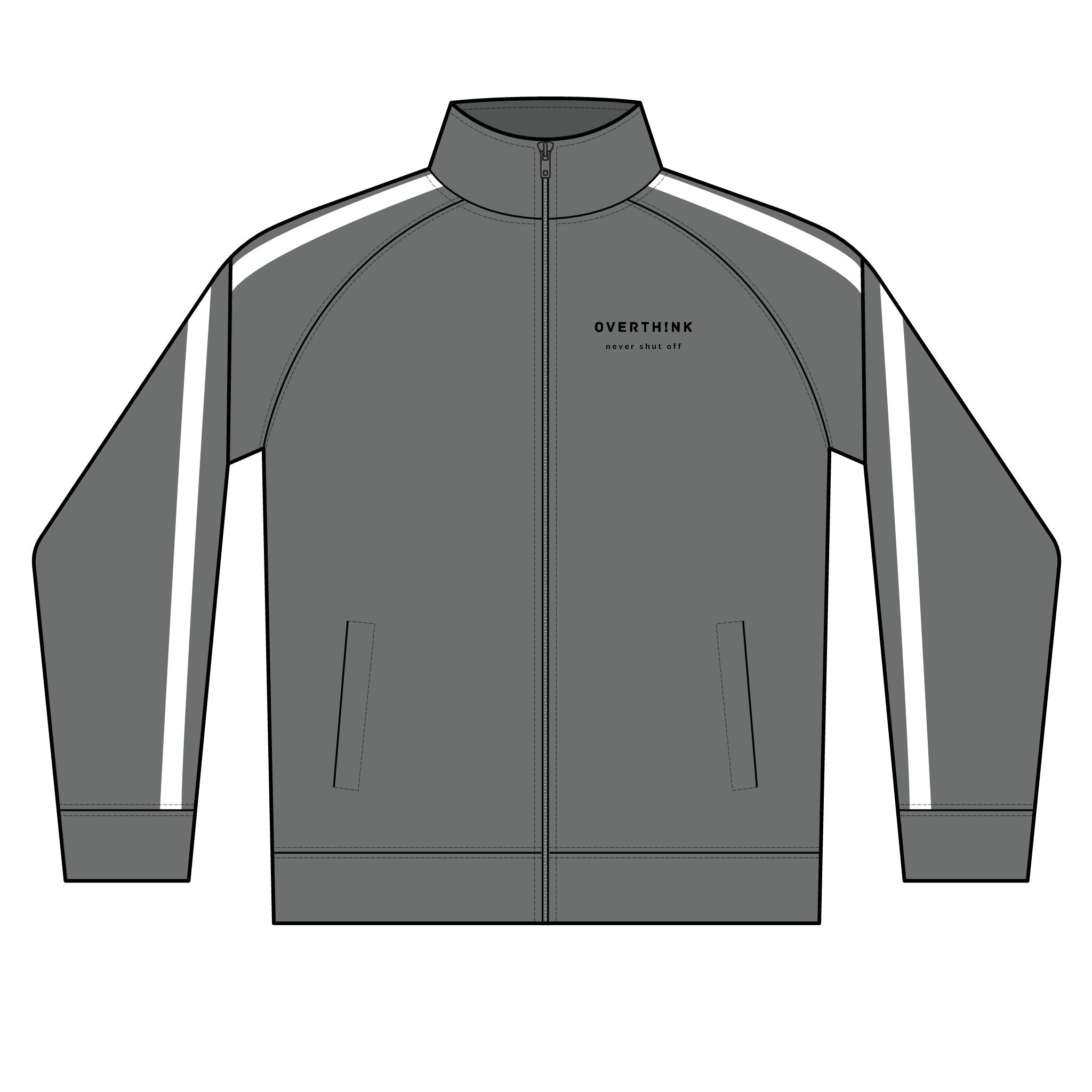 Track Jacket — Minimal 'OVERTHINK' Full-Zip Lightweight Sports Jacket