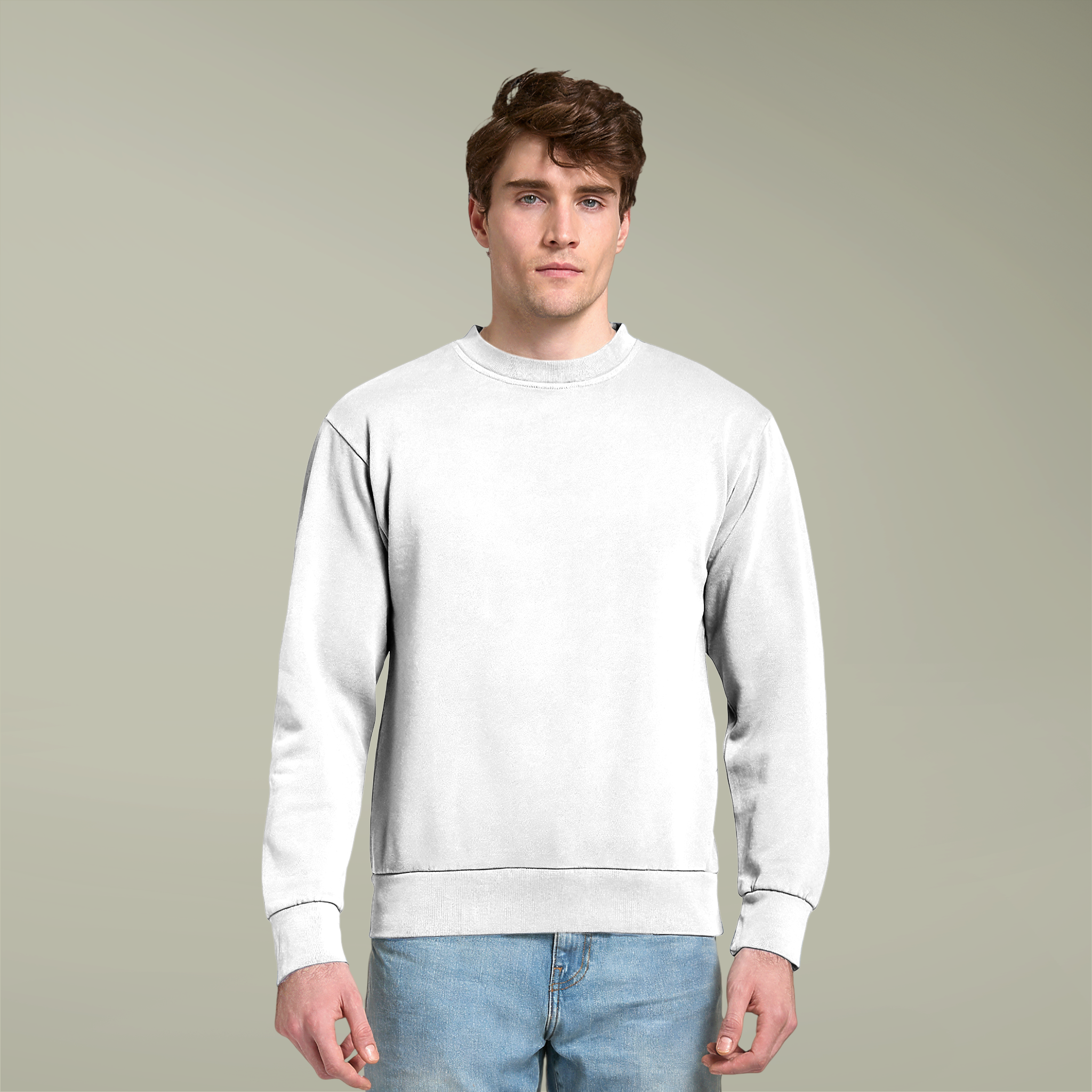 Crewneck Sweatshirt — "OVERTHINK never shut off" Minimal Graphic