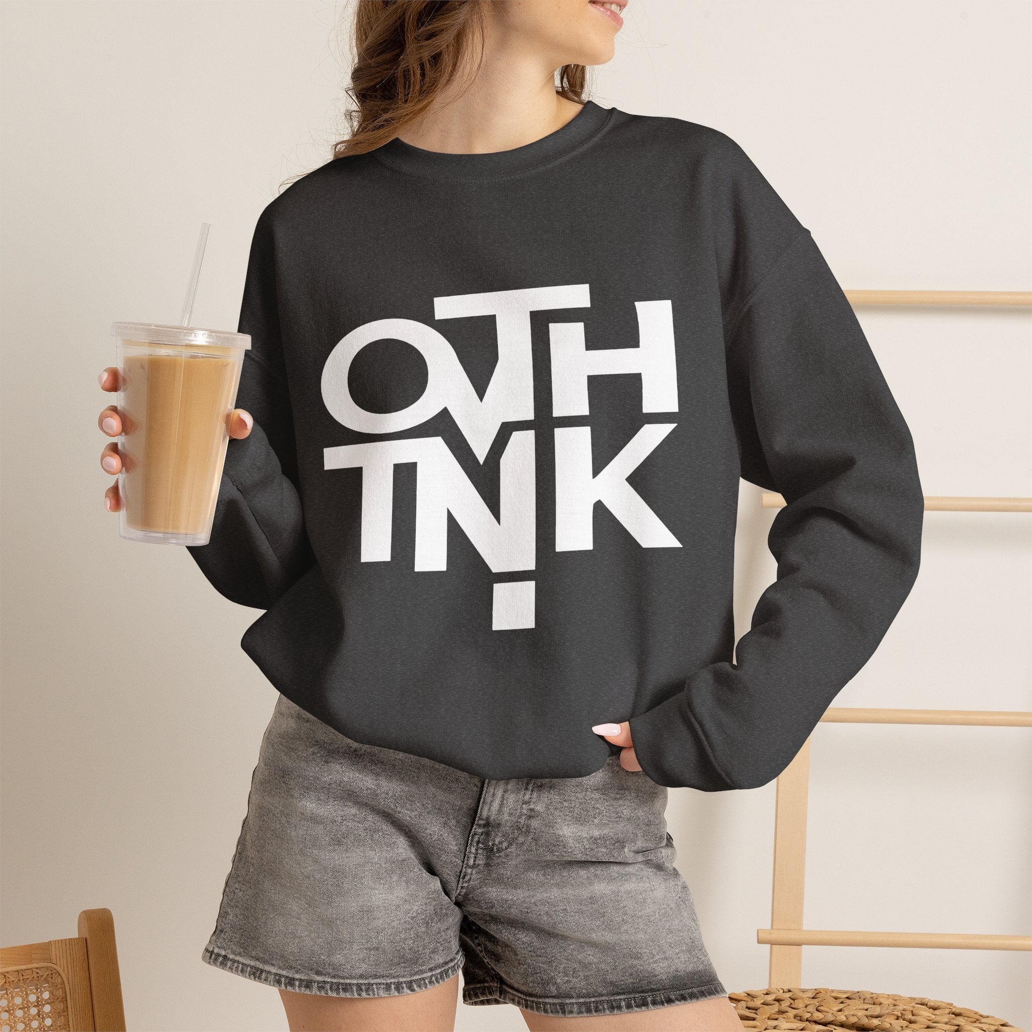 Crewneck Sweatshirt — Bold 'OTHINK' Minimalist Logo Pullover