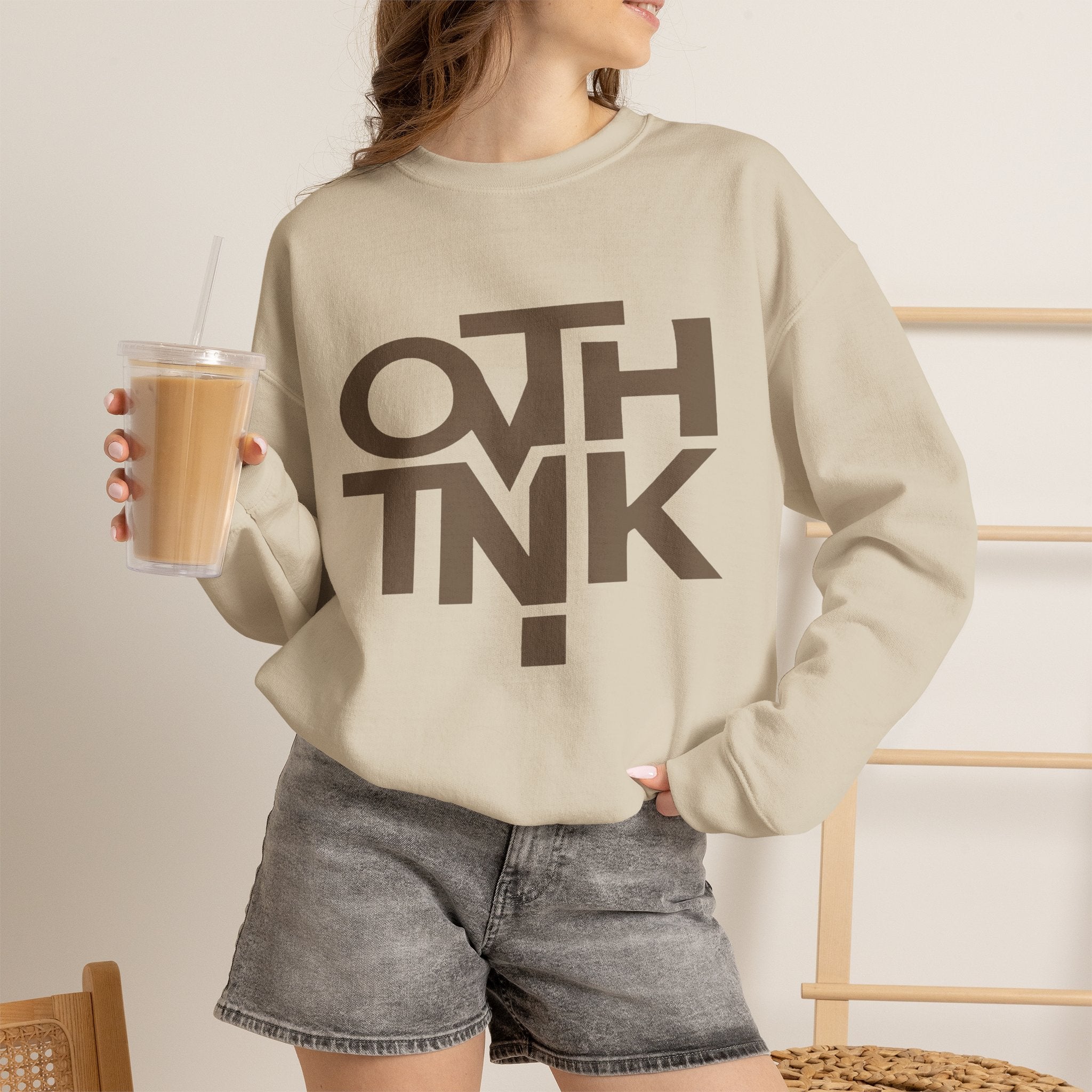 Crewneck Sweatshirt — Bold 'OTHINK' Minimalist Logo Pullover