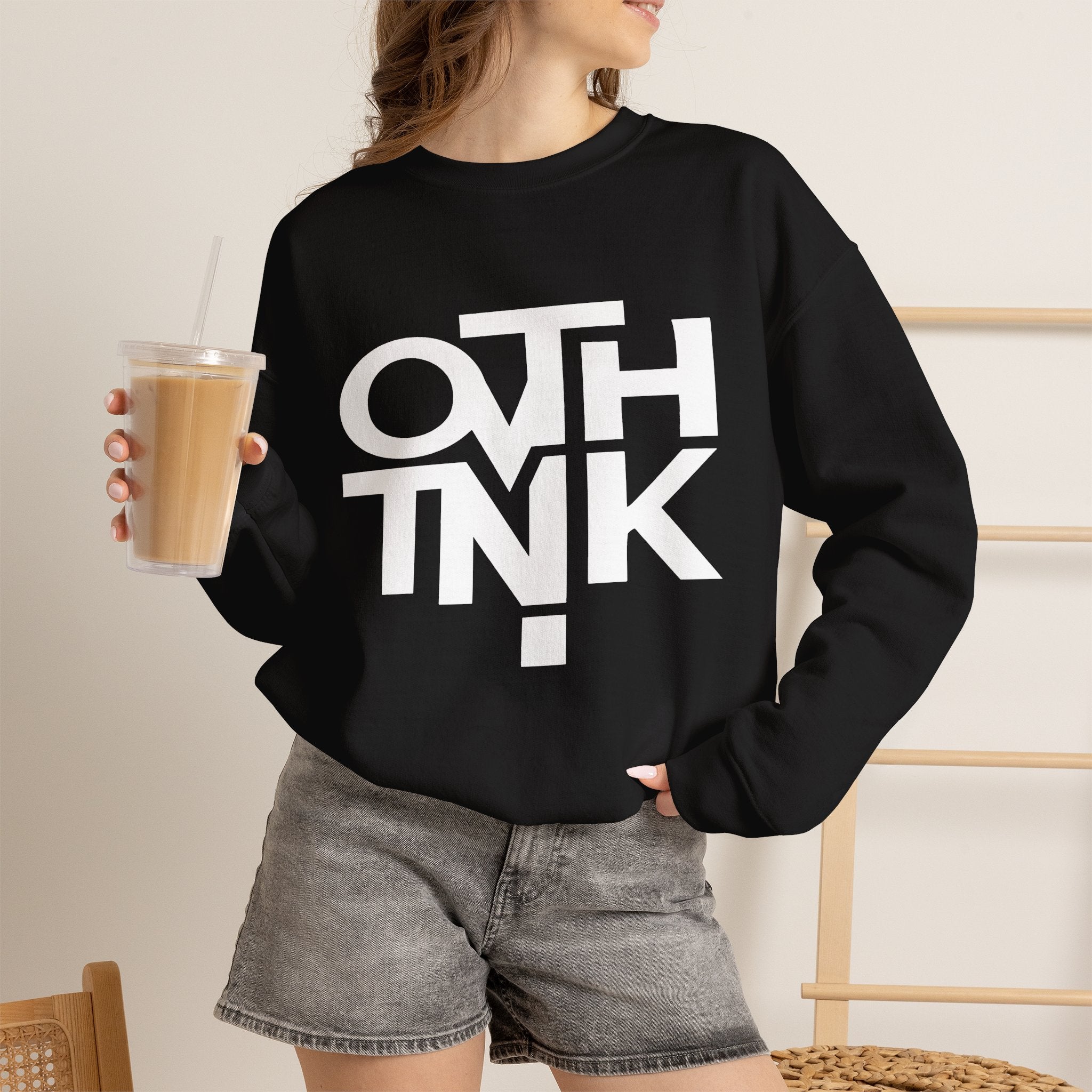 Crewneck Sweatshirt — Bold 'OTHINK' Minimalist Logo Pullover