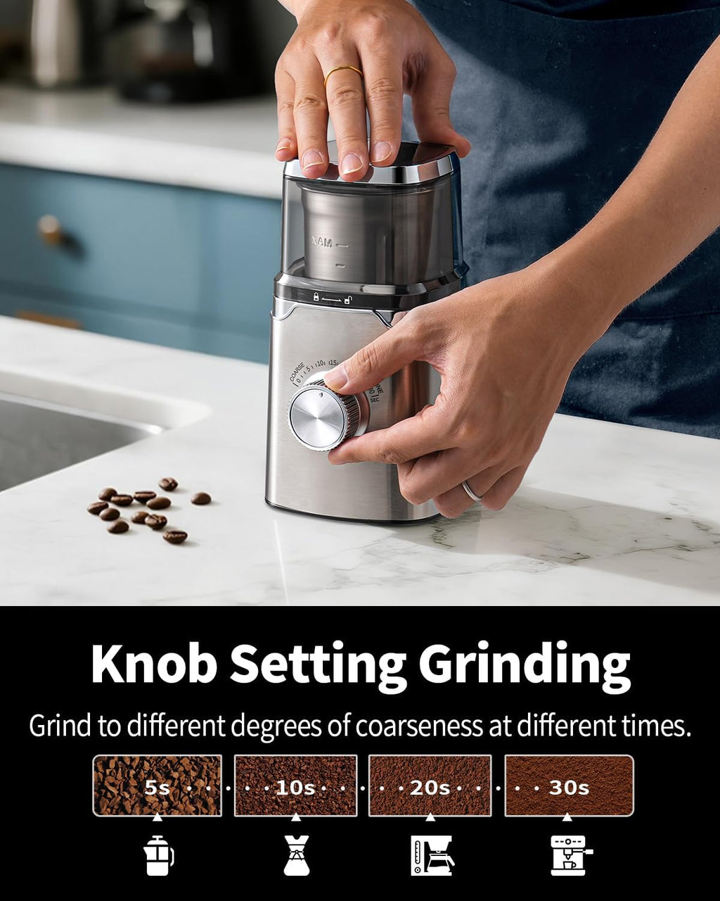 Electric Burr Coffee Grinder Stainless Steel