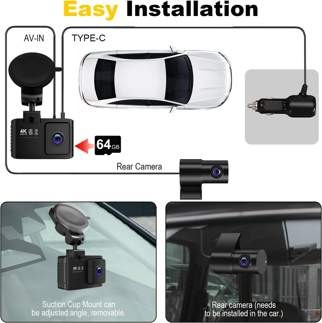 4K Dash Cam with GPS & WiFi