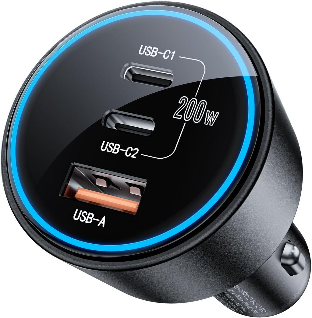 200W Fast Car Charger USB-C & USB-A