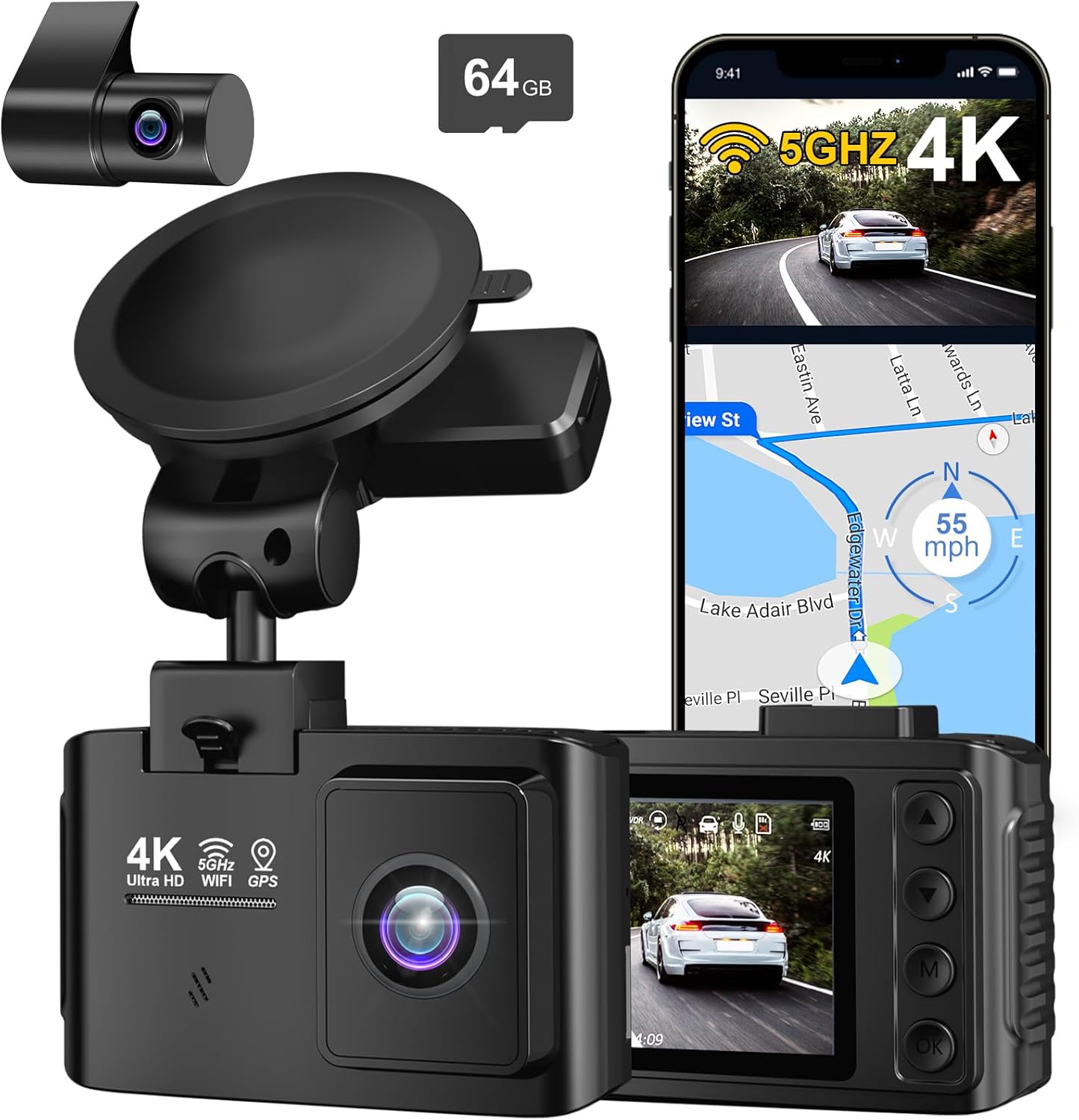 4K Dash Cam with GPS & WiFi