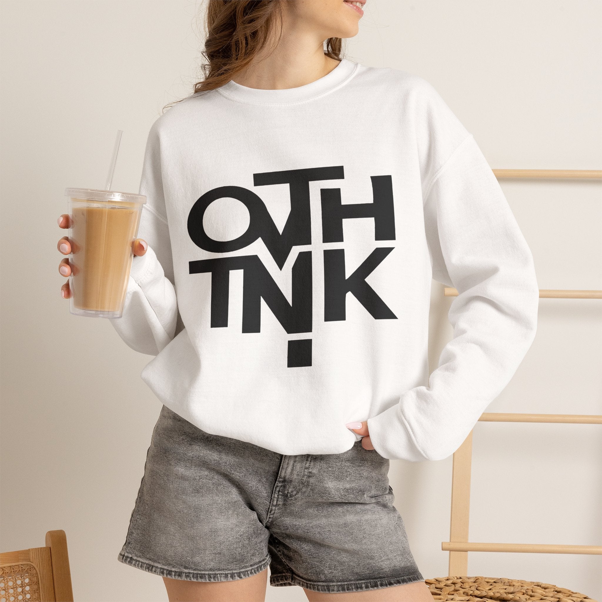 Crewneck Sweatshirt — Bold 'OTHINK' Minimalist Logo Pullover